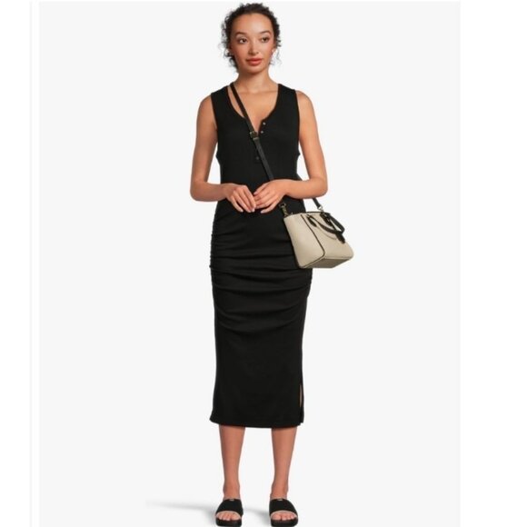 MICHAEL KORS Taryn canvas small tote crossbody bag- Natural/ Black - Picture 13 of 14